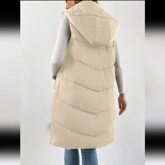 Slant Pockets Sleeveless Hooded Puffer Vest Coat - Picture 3 of 4